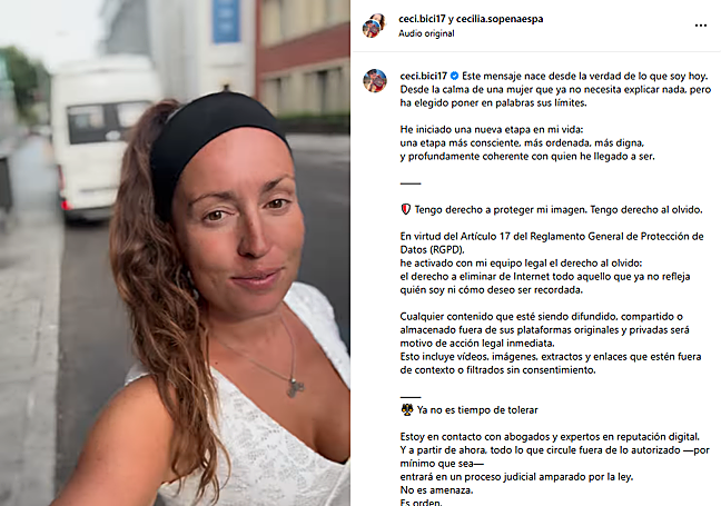 Cecilia Sopeña, la ciclista que se hizo viral en OnlyFans, reclama su